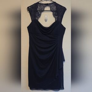 Scarlett Navy Lace Cap-Sleeve Cocktail Dress